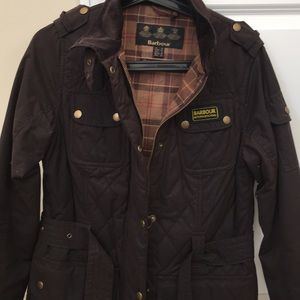 Barbour brown quilted wax international jacket